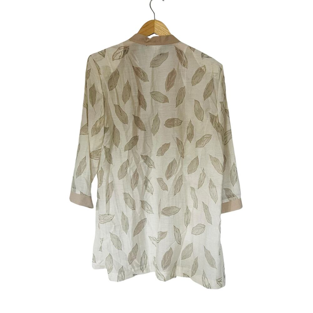 R & M Richards Leaf Print Open Front Kimono Jacke… - image 3